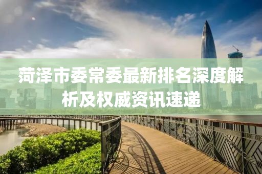菏澤市委常委最新排名深度解析及權(quán)威資訊速遞
